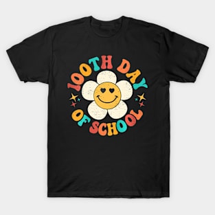 Groovy 100 Days Of School Hippie Floral Teacher Student Kids T-Shirt